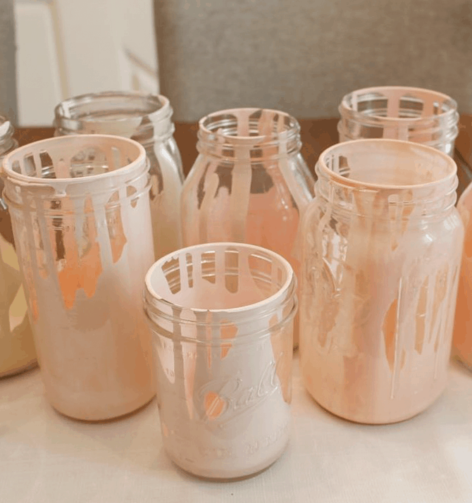 DIY Painted Jars | See how to recreate this Anthropologie inspired DIY with this simple tutorial | Valentine's Day Decor | Centerpiece Ideas