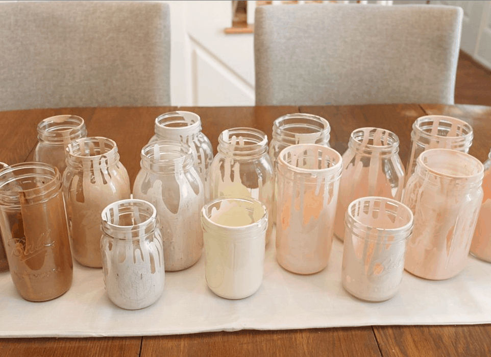 DIY Painted Jars | See how to recreate this Anthropologie inspired DIY with this simple tutorial | Valentine's Day Decor | Centerpiece Ideas