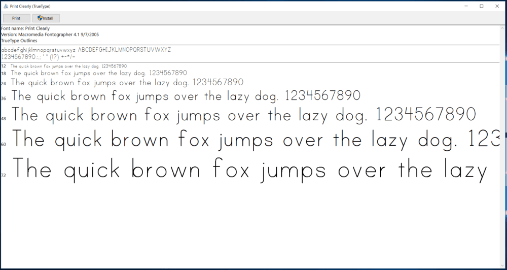 Print Clearly (TrueType) screenshot