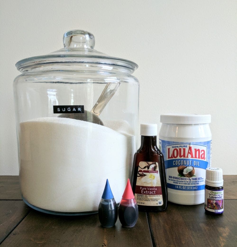 ingredients for DIY Sugar Scrub