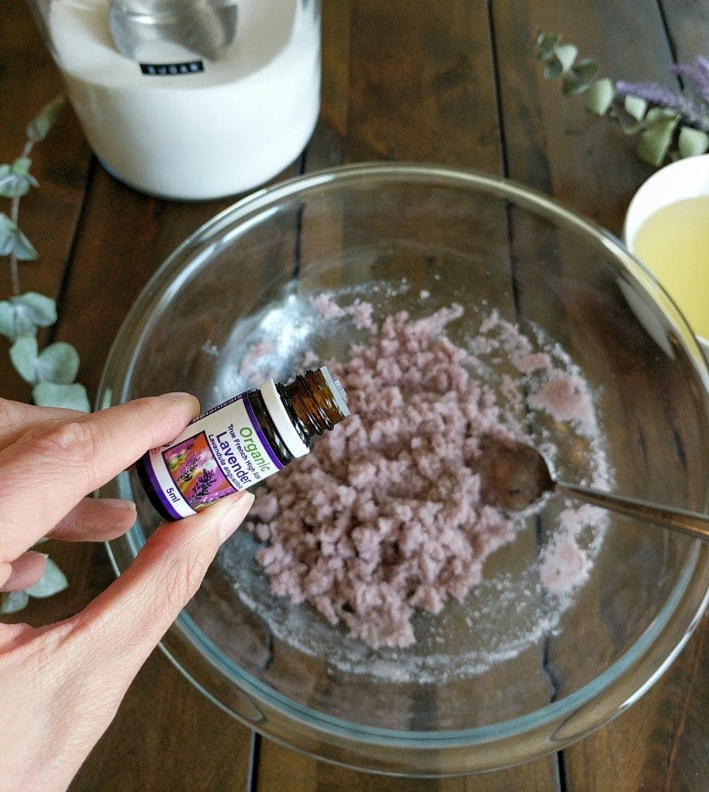 adding lavender to DIY Sugar Scrub