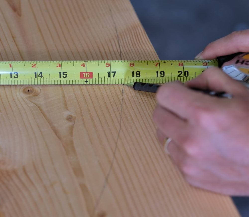 Marking boards to cut rustic coffee table