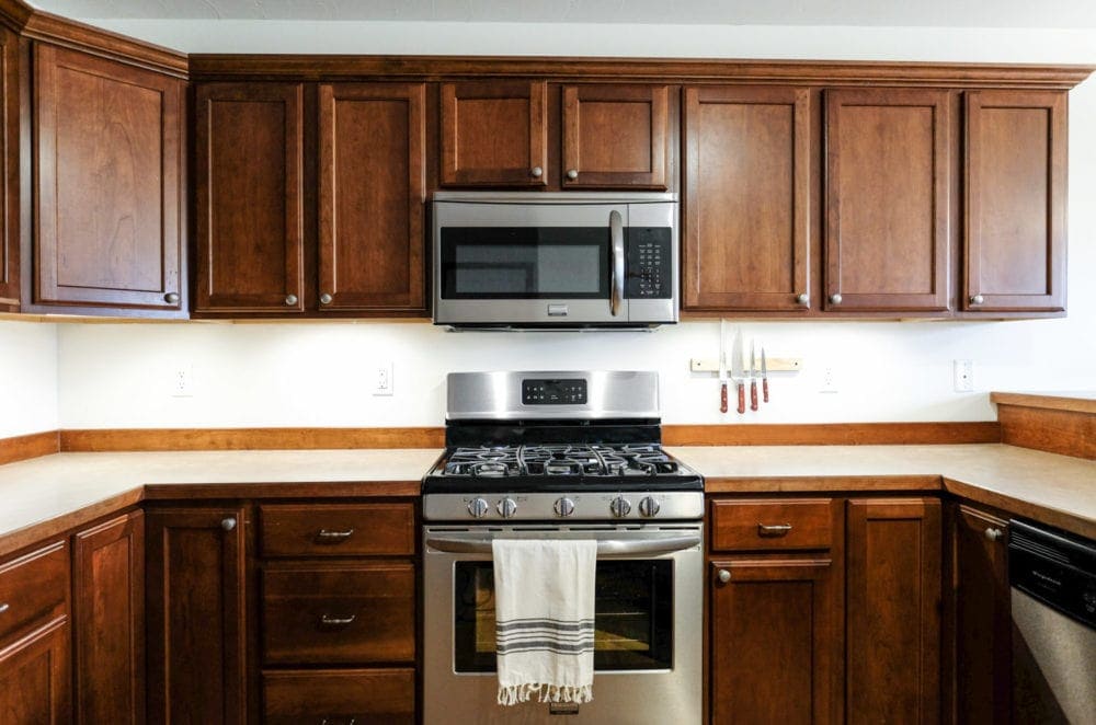 A kitchen after installing under cabinet lights