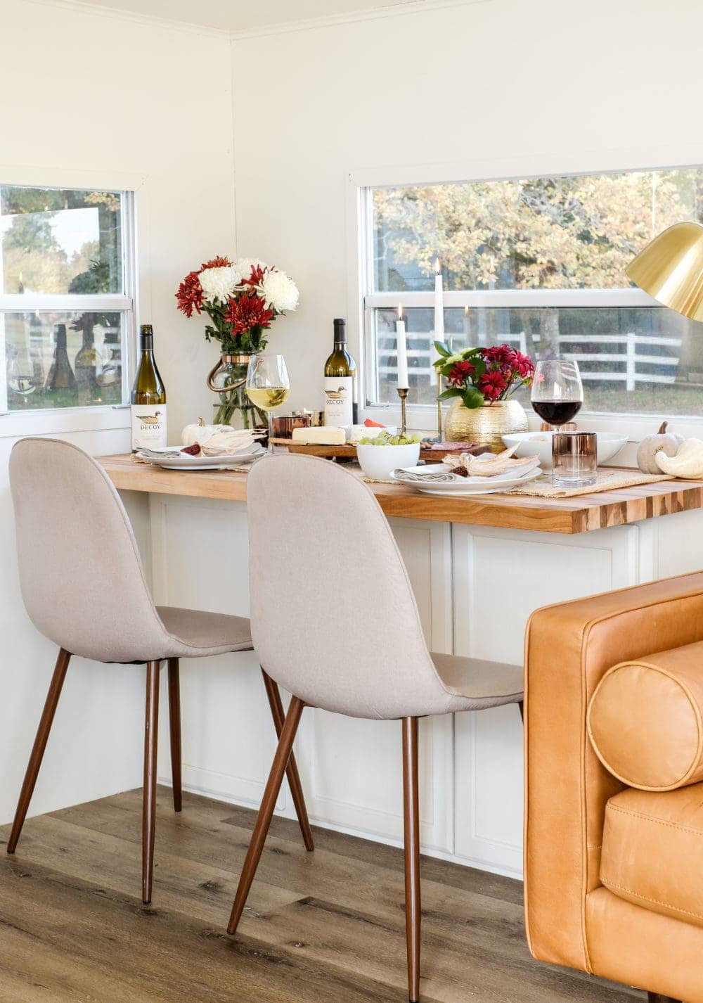 thanksgiving table setting in a RV