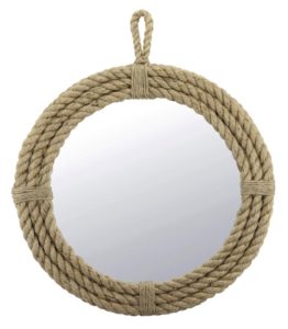 coastal style wrapped rope mirror with hanging loop