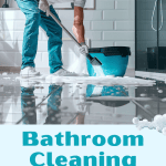 Man cleaning the bathroom floor