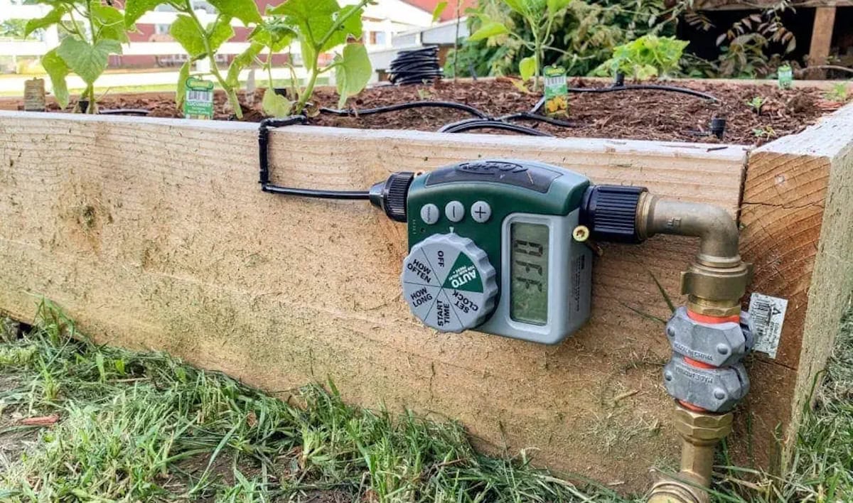 how to install drip watering system for raised garden beds automatic