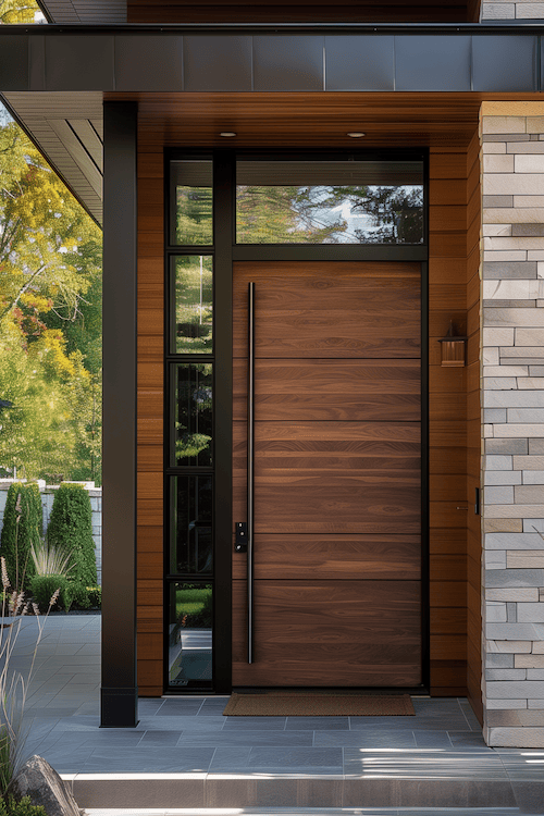 wood modern front door curb appeal ideas