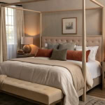 beautifully styled fall bedroom decor with Autumn colors