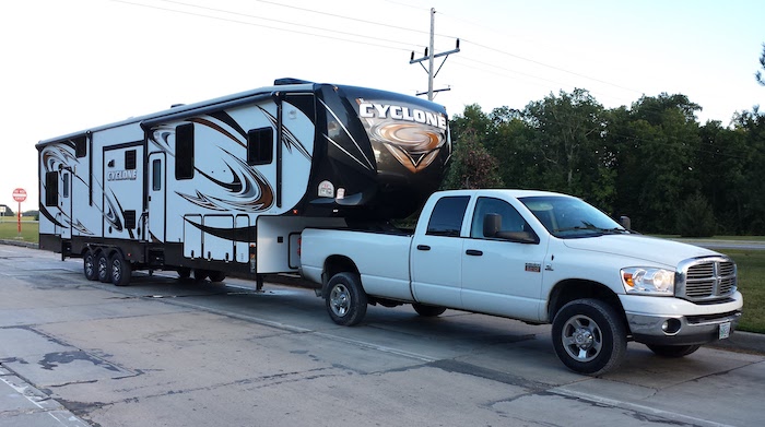 truck towing a RV