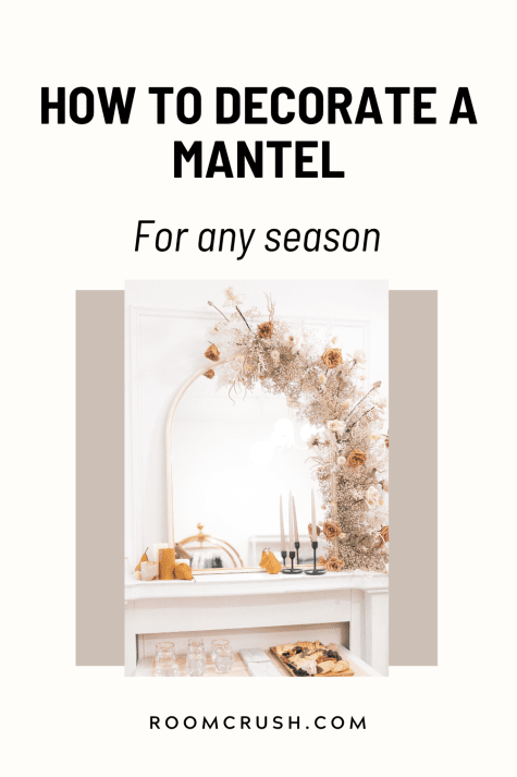 Mirror and decorative plants showing how to decorate a mantel for any time of year