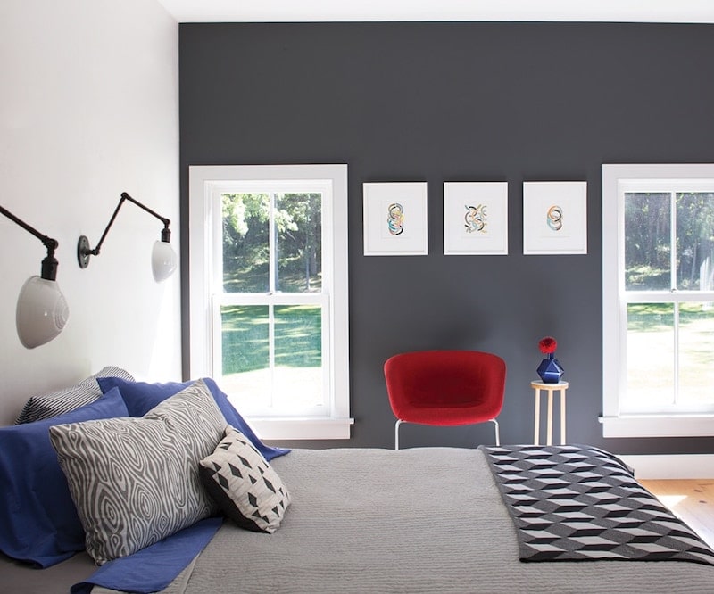 bedroom painted with Arctic Seal by Benjamin Moore