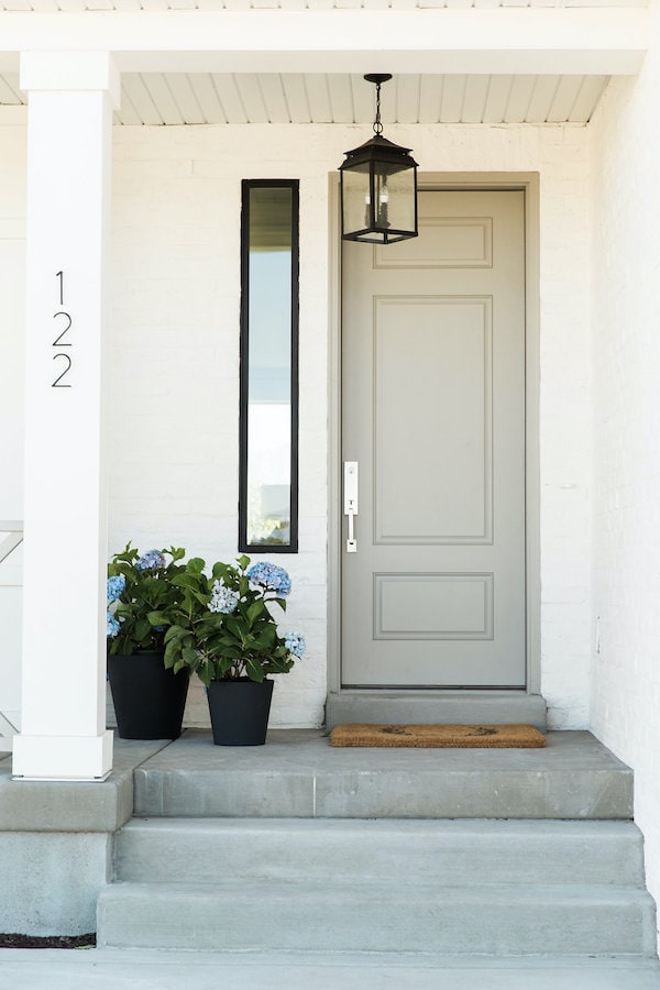 Exterior door painted with Dorian Gray 
