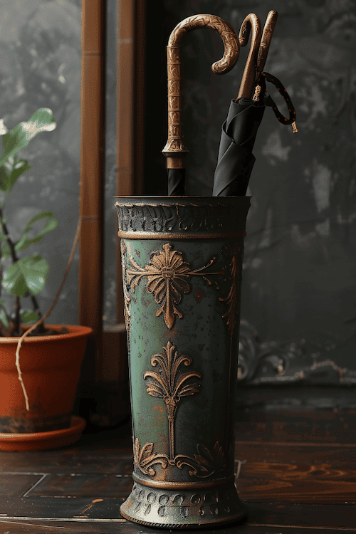ornate antique umbrella holder entryway decor ideas