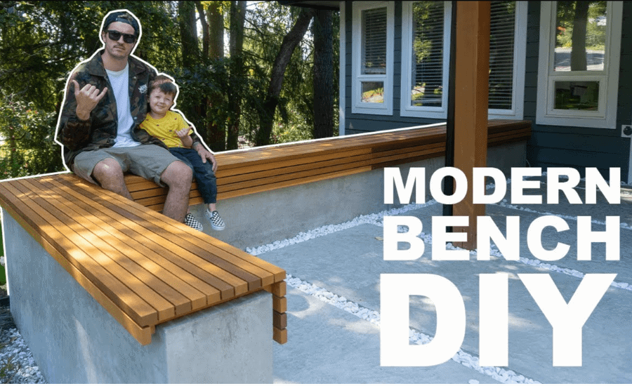 awesome backyard decor ideas How-To-Build-A-Modern-Concrete-And-Wood-Bench-DIY-