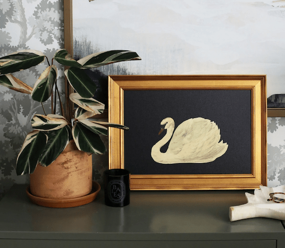 bathroom wall art swan print