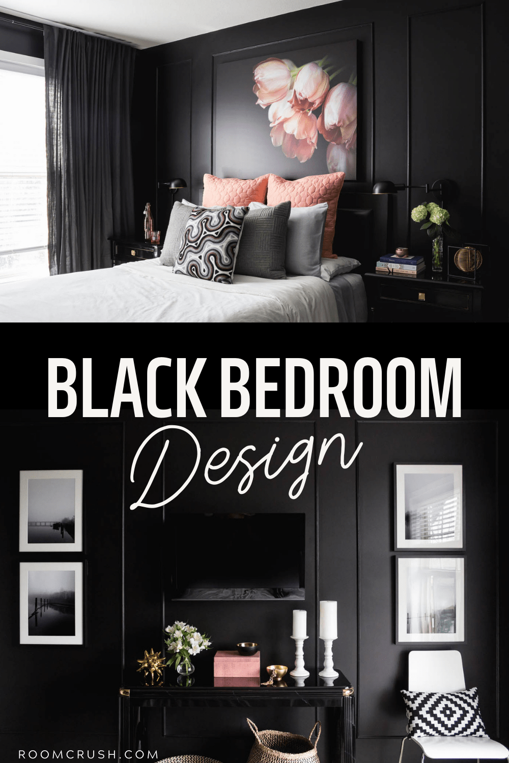 black bedroom bold style