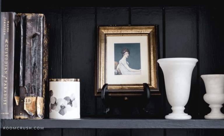 How To Style A Moody Black And White Bookcase