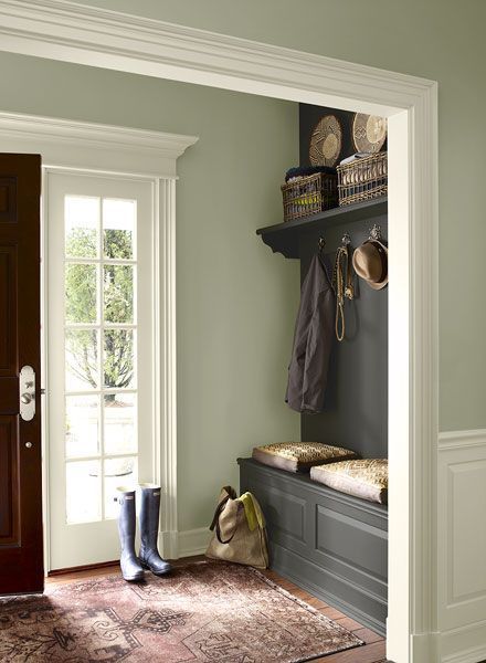 Entryway painted with October Mist by Benjamin Moore