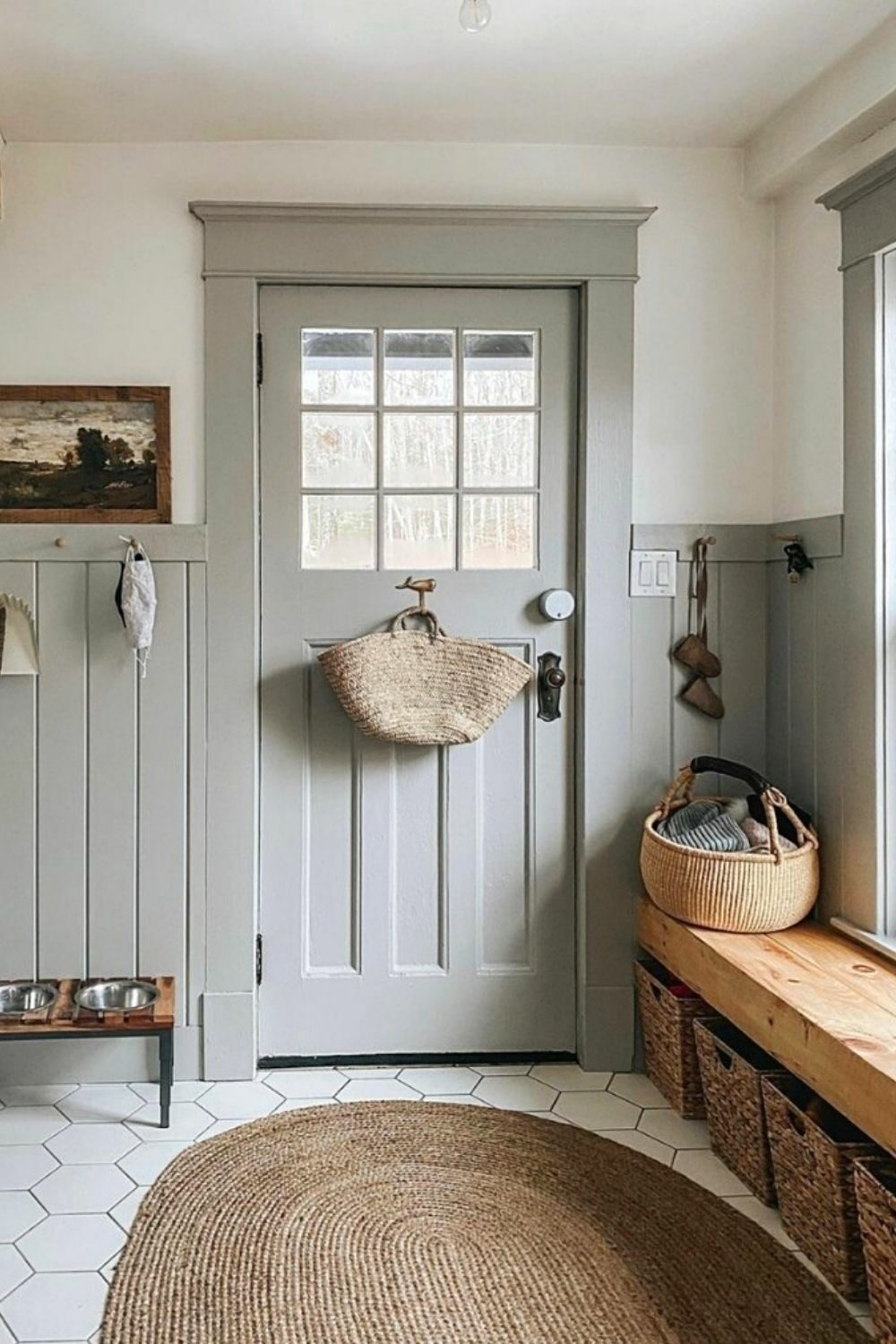 entry door painted with dark trim