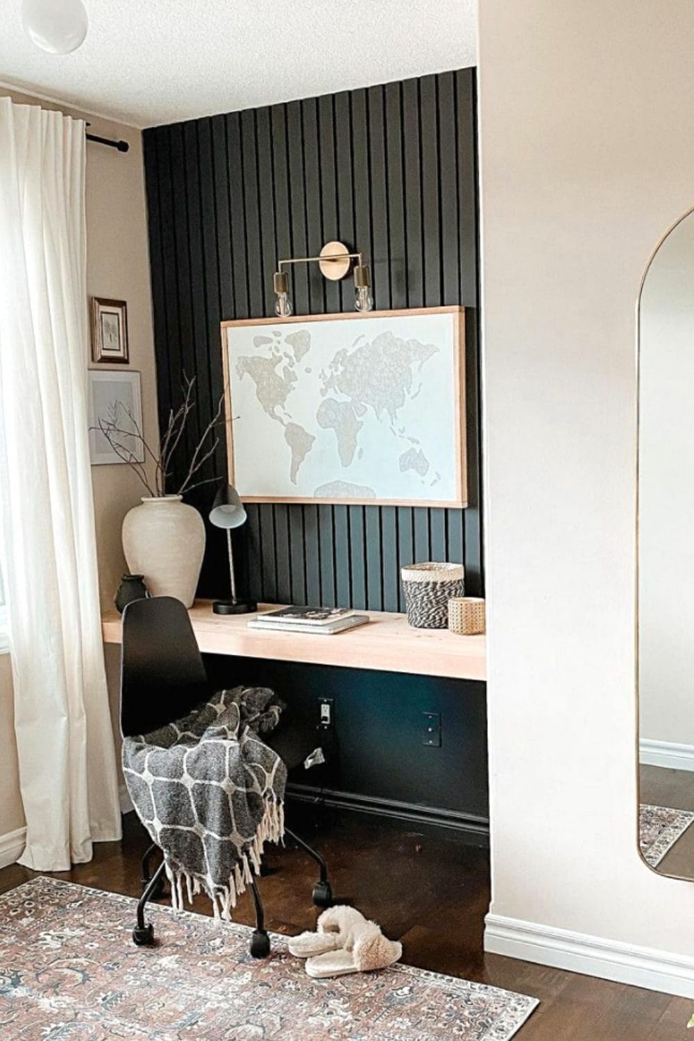 home office painted with Onyx by Benjamin Moore 