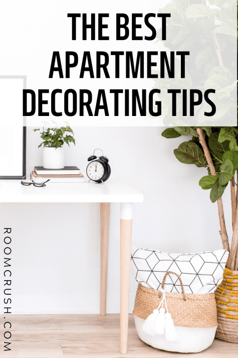 Desk, plants, and cushion showing some of the best apartment decorating tips on a budget