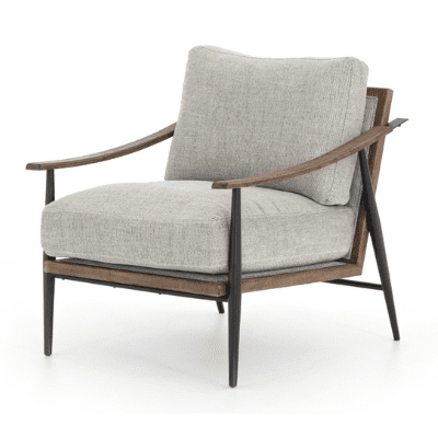 Kaitlynn Grey Twill & Iron Arm Chair