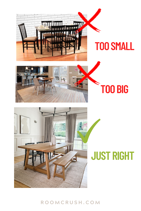 The Correct Dining Room Rug Size For Your Table mistakes to avoid when choosing a rug copy