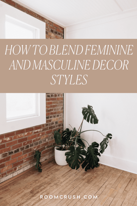 exposed brick wall and plant showing how to blend feminine and masculine styles in decor