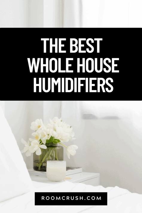 blooming flowers and comfortable bed showing the plant and sleep benefits of whole house humidifiers
