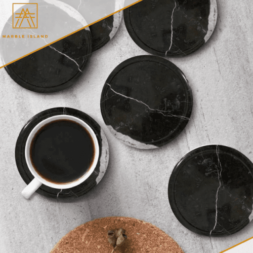 Black onyx coasters are a great accessory in urban farmhouse style