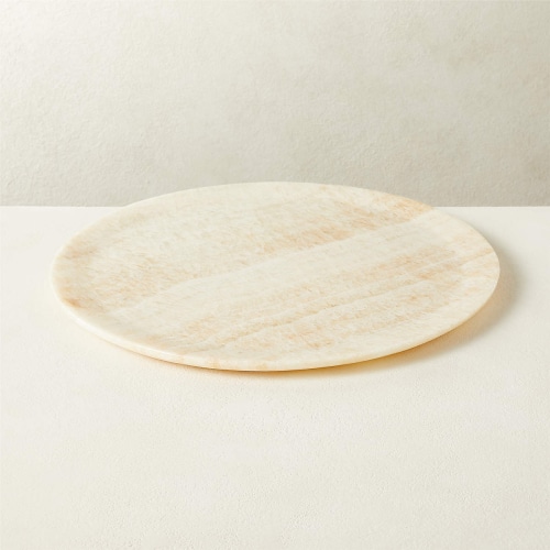 White onyx serving platters are great complements to urban farmhouse decor