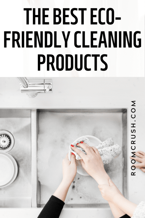 Scrubbing dishes with sustainable cleaning products that keep your home and the environment safe