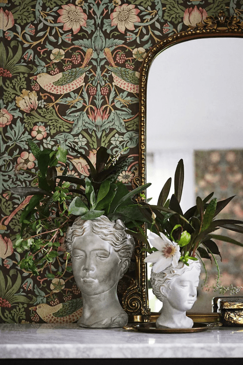 These antiqued bust pots make great affordable luxury gifts for plant and classical art lovers