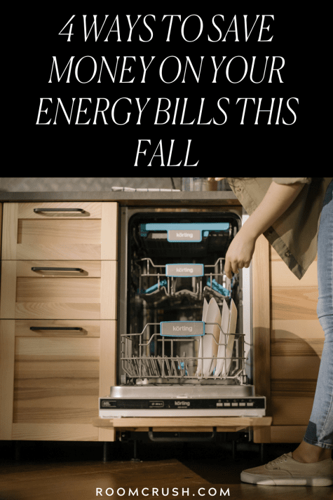 Woman loading dishwasher at night showing how to save money on your energy bills