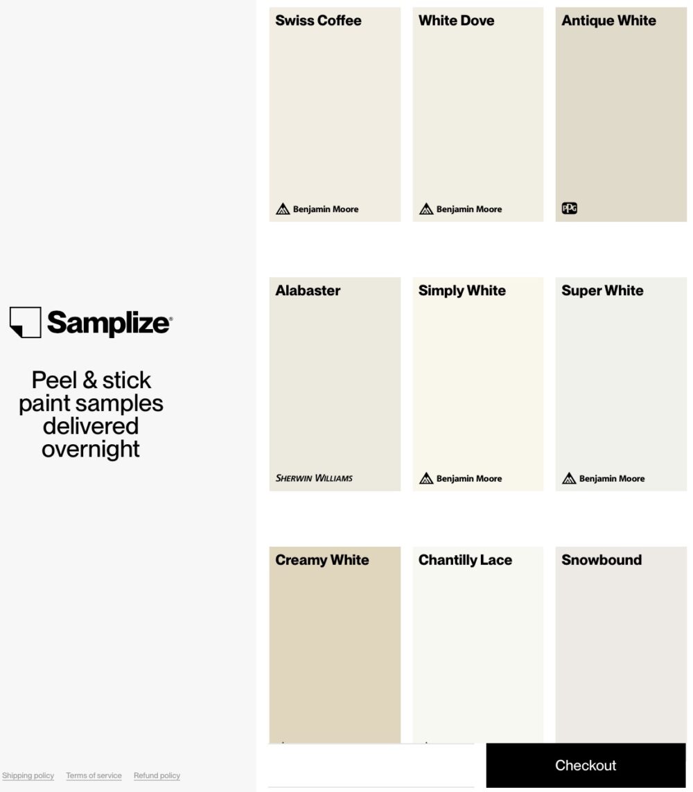 Samplize white paint sample bundle