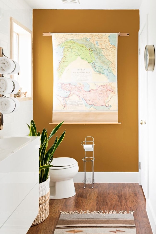 bathroom painted with Cut the Mustard by Sherwin-Williams