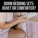 best dorm bedding sets woman reading and relaxing in her comfortable duvet