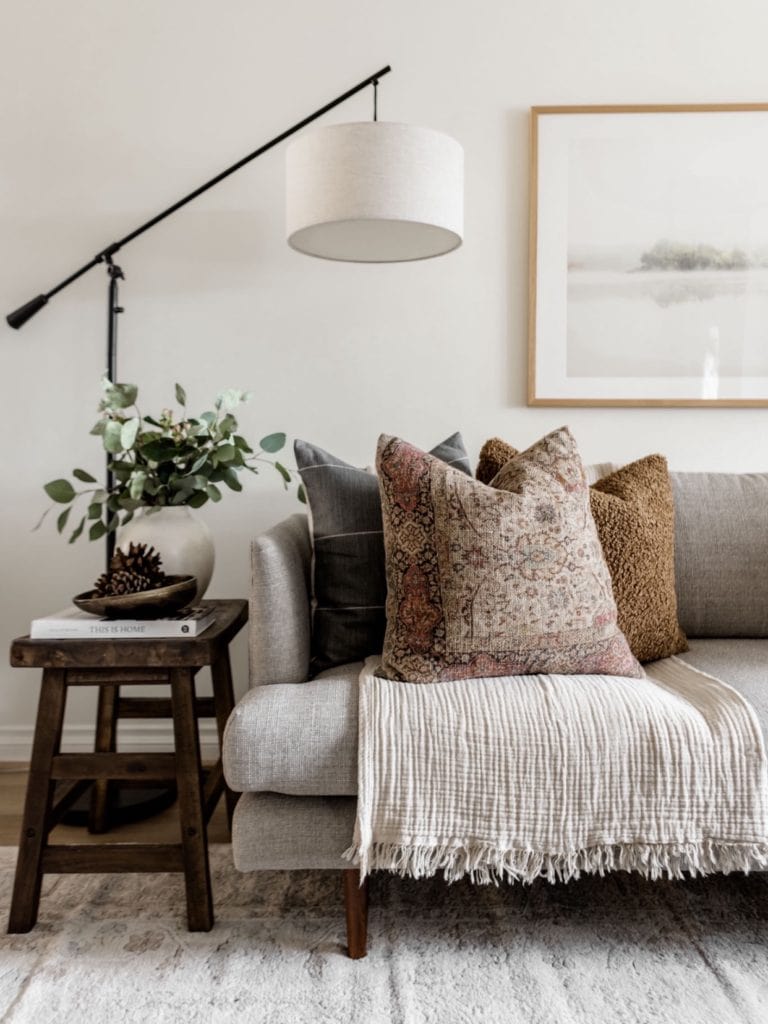 living room with floor lamp