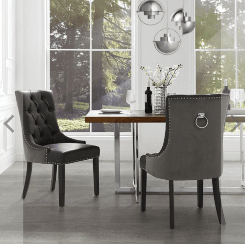 Inspired Home reviews set of black alberto dining chairs next to dinner table