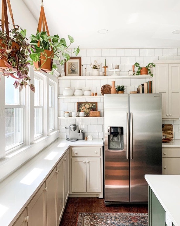 kitchen cabinets painted with Accessible Beige by Sherwin-Williams