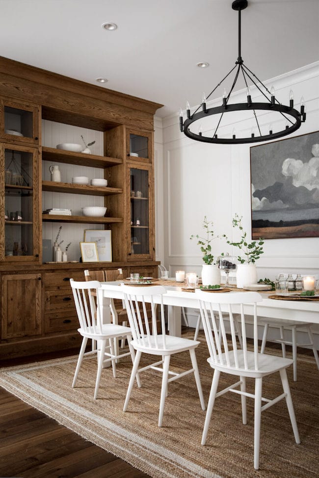 Dining room painted with Benjamin Moore White Dove