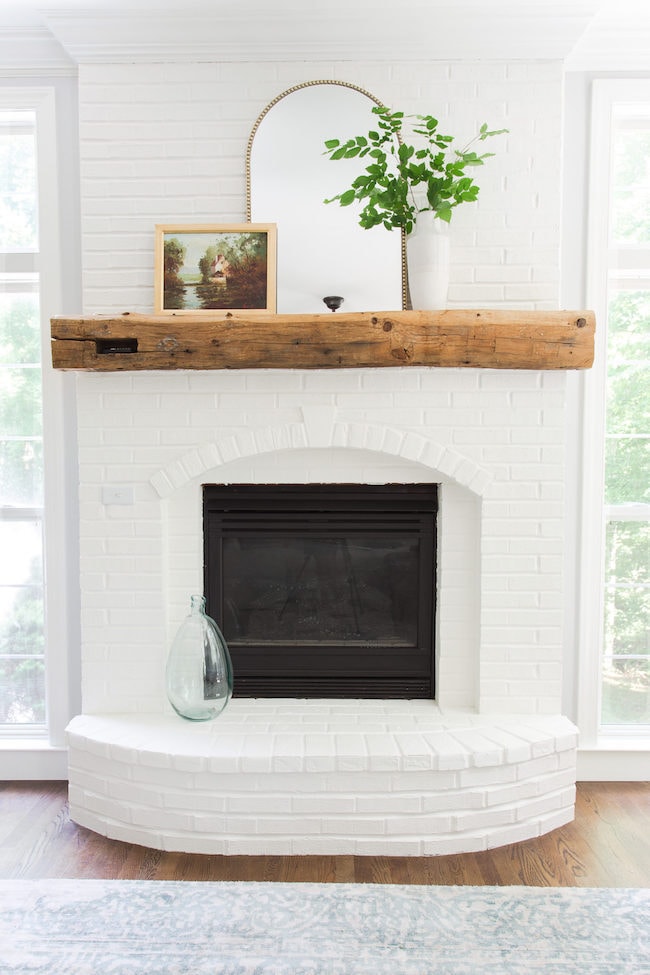 Fireplace painted with Benjamin Moore White Dove