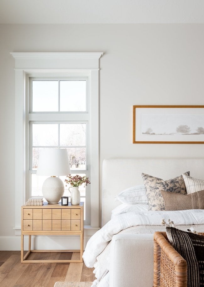 bedroom painted with Alabaster by Sherwin-Williams 