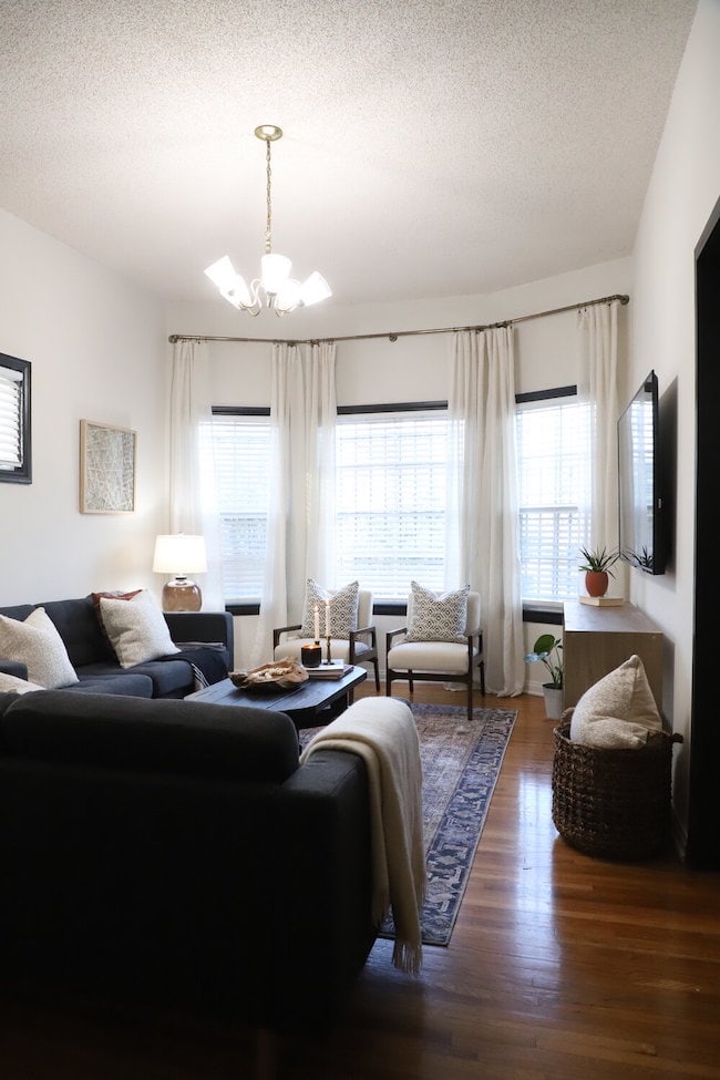 Living room painted with Dove Wing by Benjamin Moore