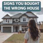new home owner looks at exterior of her home as she wonders if she bought the wrong house