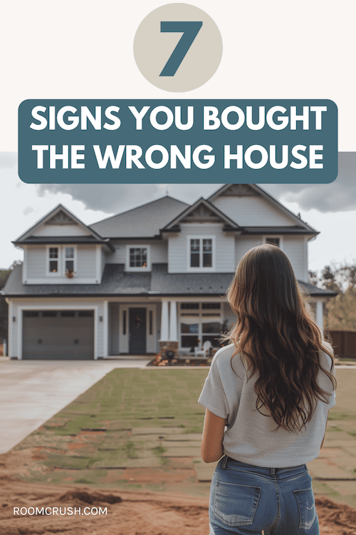 new home owner looks at exterior of her home as she wonders if she bought the wrong house