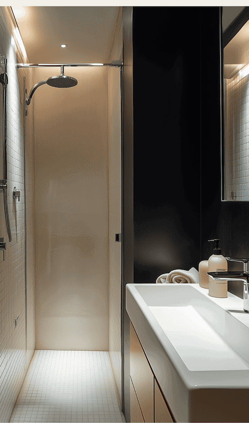 Super narrow bathroom utilizes narrow sink