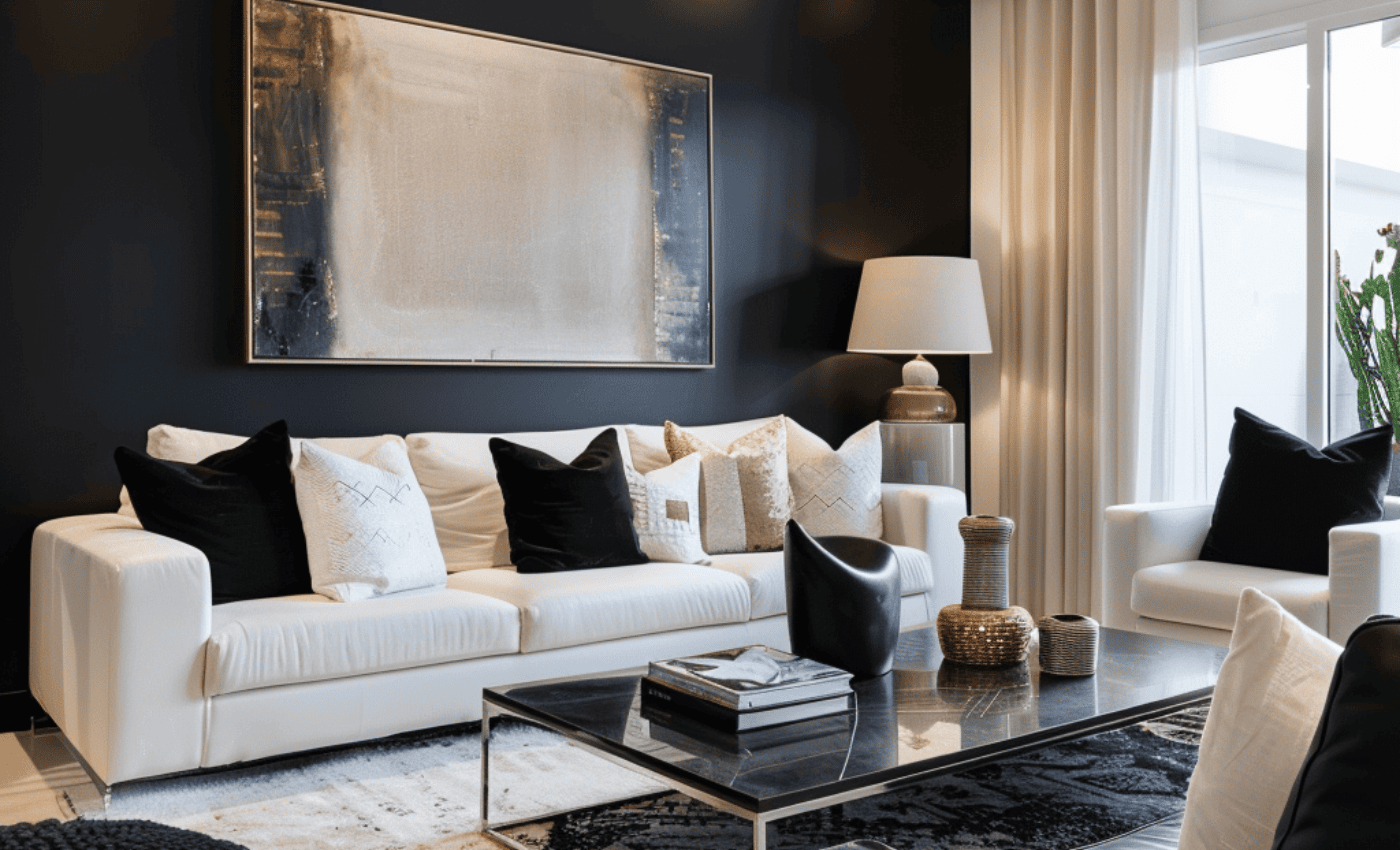 Livingroom example for the Best Black Paint Colors 2024: Interior and Exterior