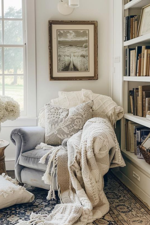 nancy meyers interior design style reading nook